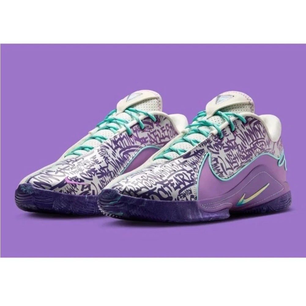 Nike LeBron 22 Frozen Grapes Men's Shoes Soft Pearl Hyper Turquois HV84540 01